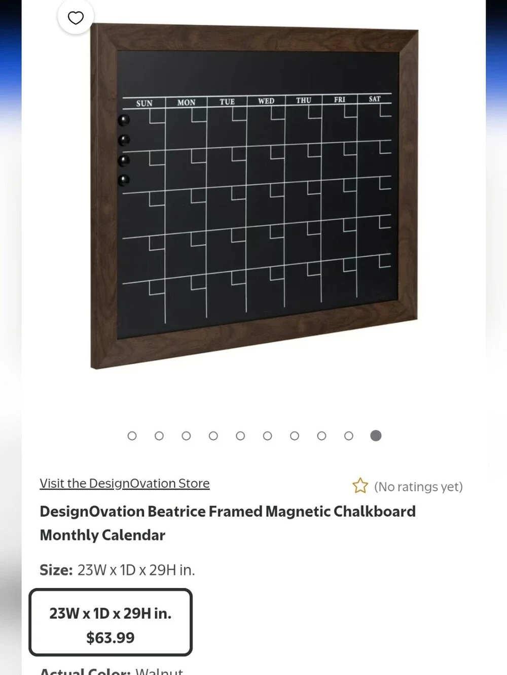 DesignOvation Beatrice Framed Magnetic Chalkboard Monthly Calendar